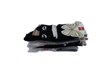 Şirin 4035-2 (36-40) Dikişsiz Bayan Yarım Konç Desenli Penye Patik Çorap 12'li