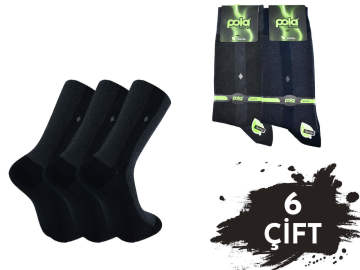 Pola 1264 Dört Mevsim Likralı Erkek Bambu Çorap 6'lı