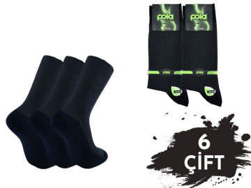 Pola 1255 Dört Mevsim Likralı Erkek Bambu Çorap 6'lı