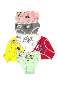 Tutku 0832 Elastan Kız Çocuk Önü Baskılı Slip Külot 12'li