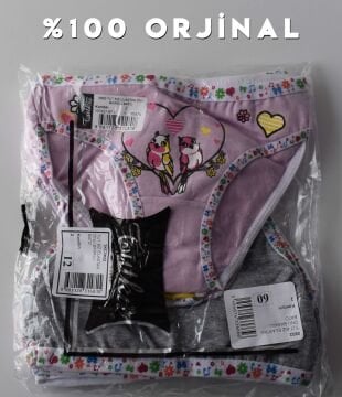 Tutku 0832 Elastan Kız Çocuk Önü Baskılı Slip Külot 12'li