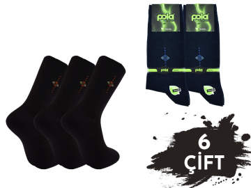 Pola 1252 Dört Mevsim Likralı Erkek Bambu Çorap 6'lı