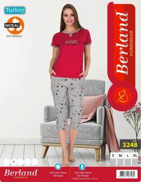 Berland 3248 Modal Kısa Kol Kapri Bayan Pijama Takımı
