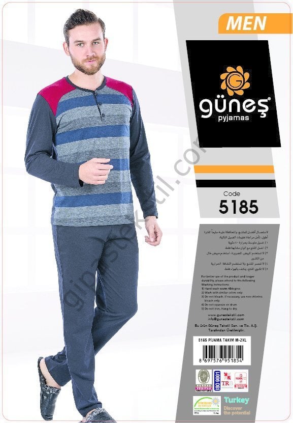 Güneş 5185 Uzun Kol Mevsimlik Erkek Pijama Takımı