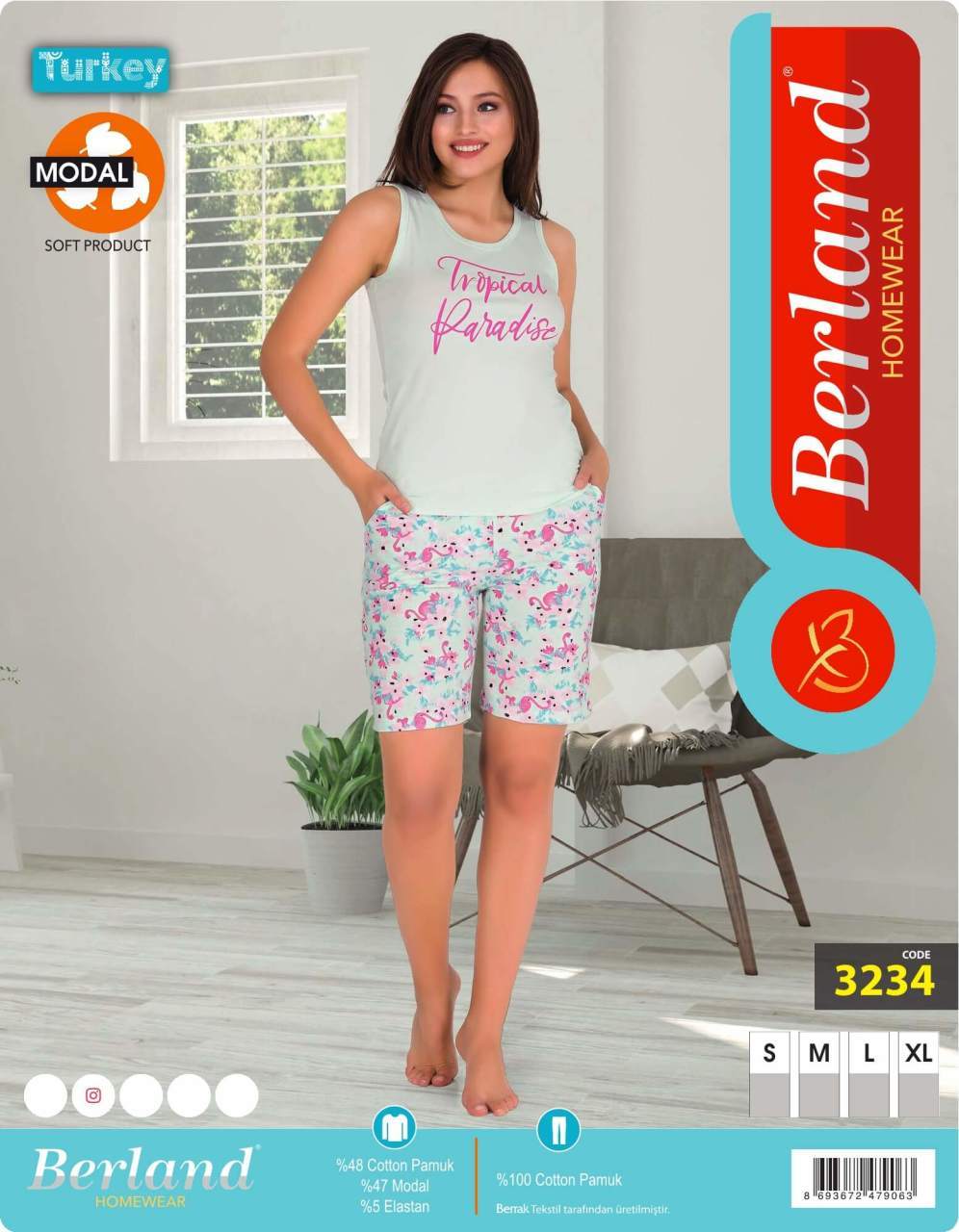 Berland 3234 Modal Şortlu Bayan Pijama Takımı