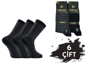 Umberto Dikişsiz Bambu Erkek Likralı Çorap 6'lı