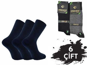 Umberto Dikişsiz Bambu Erkek Likralı Çorap 6'lı