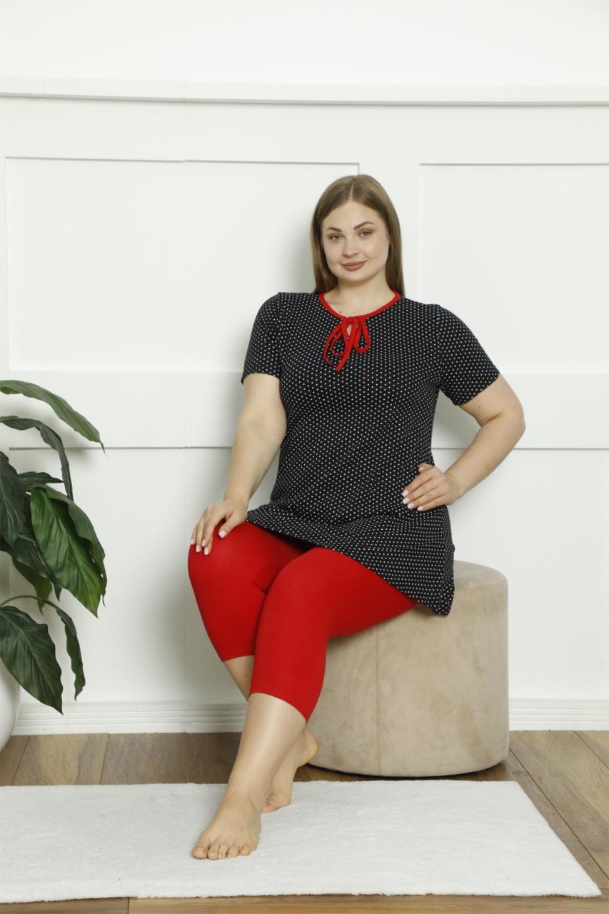 Polcan 10389 Battal Kaprili Kısa Kollu Bayan Pijama Takım