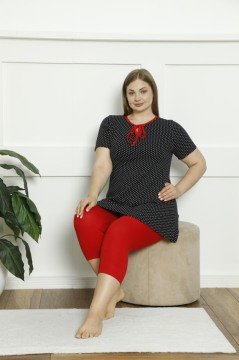 Polcan 10389 Battal Kaprili Kısa Kollu Bayan Pijama Takım