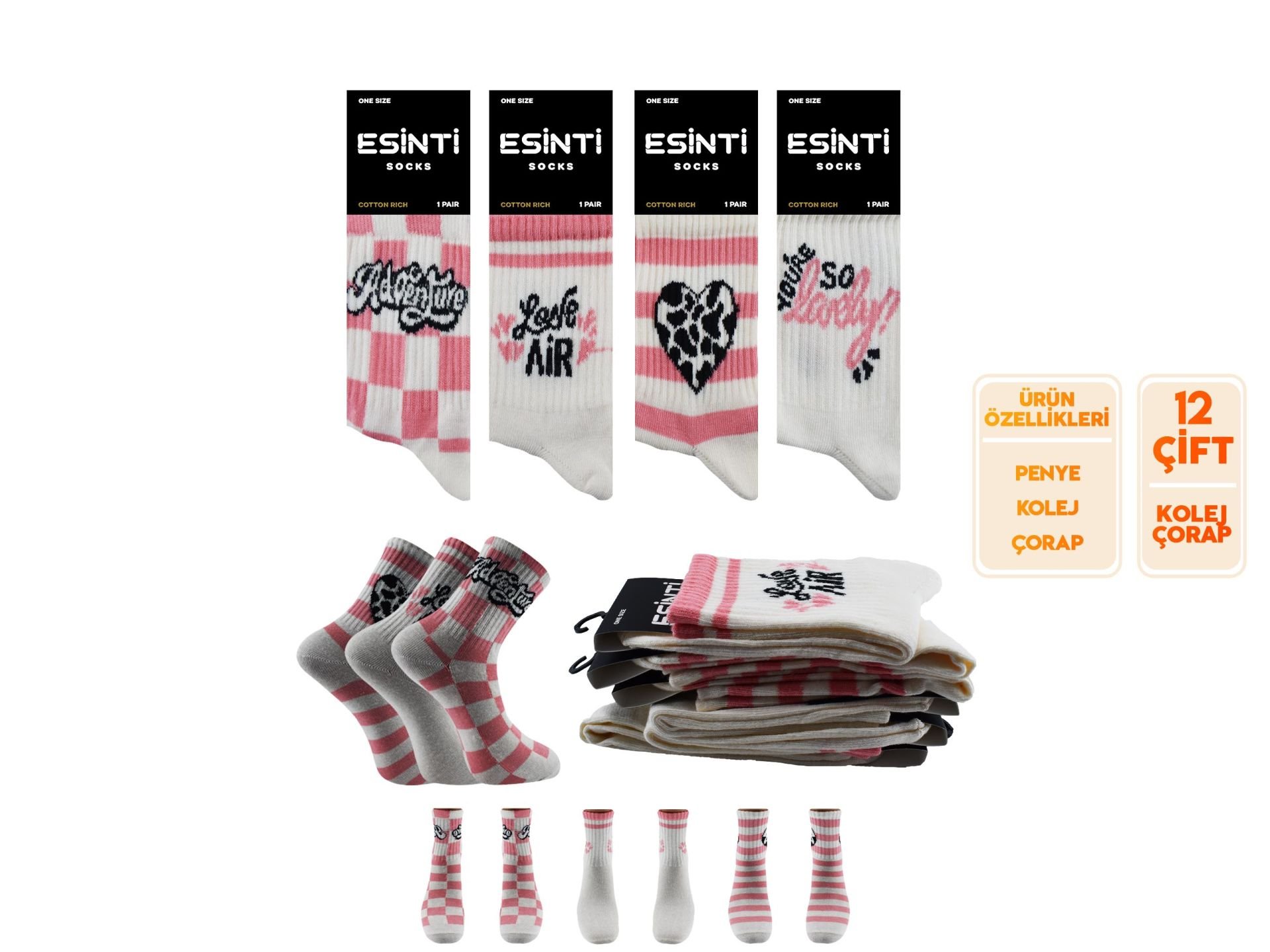 Esinti 111 Bayan Kolej Çorap 12'li