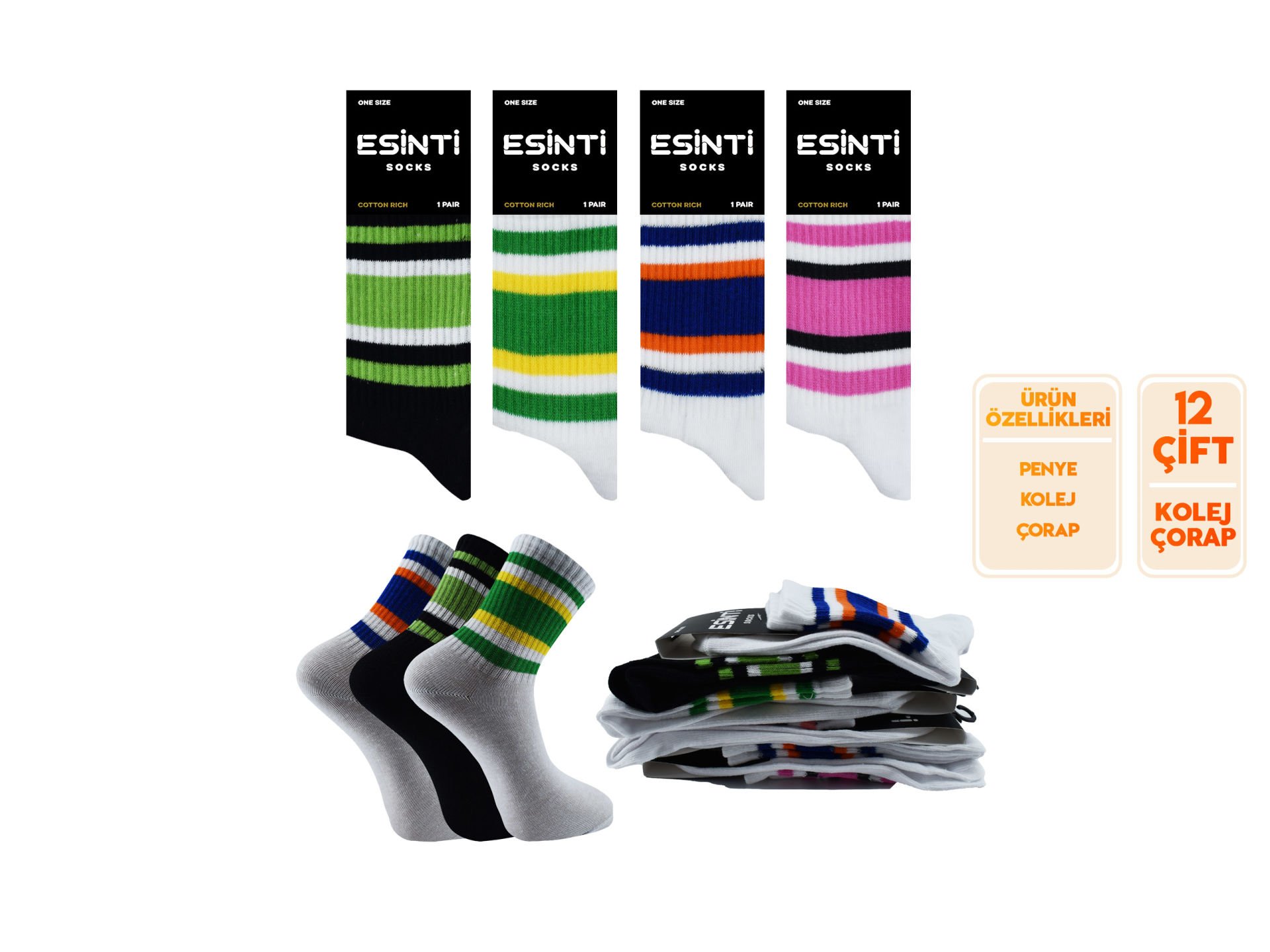 Esinti 109 Bayan Kolej Çorap 12'li