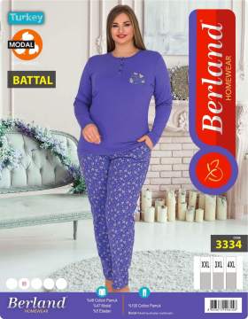 Berland 3334 Modal Uzun Kol Battal Bayan Pijama Takımı