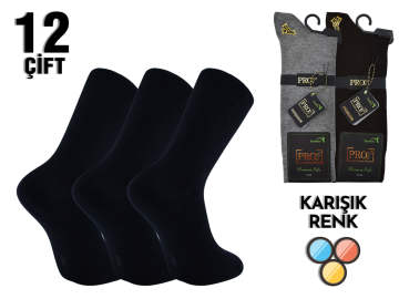 PRO 17604 Dikişsiz Likralı Erkek Bambu Çorap 12'li