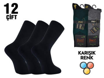 PRO 17630 Dikişsiz Likralı Erkek Bambu Çorap 12'li