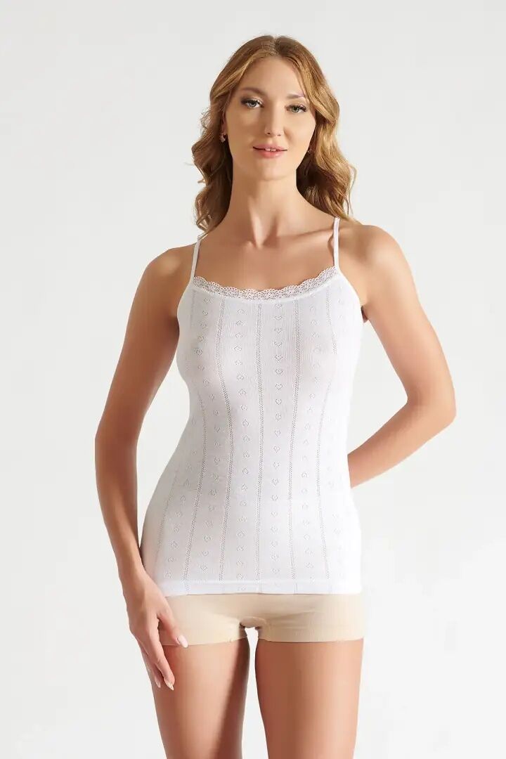 Tutku Elestan İp Askılı Jakarlı Bayan Atlet 6'lı