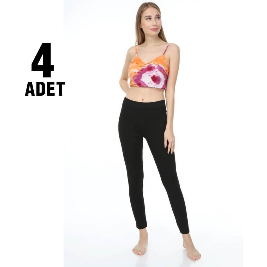 Sahra Ten 010 Çelikli Cepli Bayan Tayt 4'lü