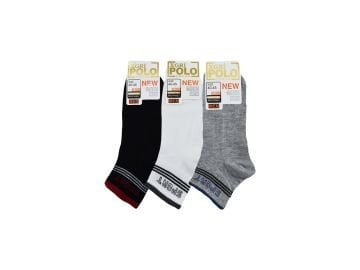 XGRİ POLO (E-E-7-5) Erkek Uzun Konç Patik 12'li
