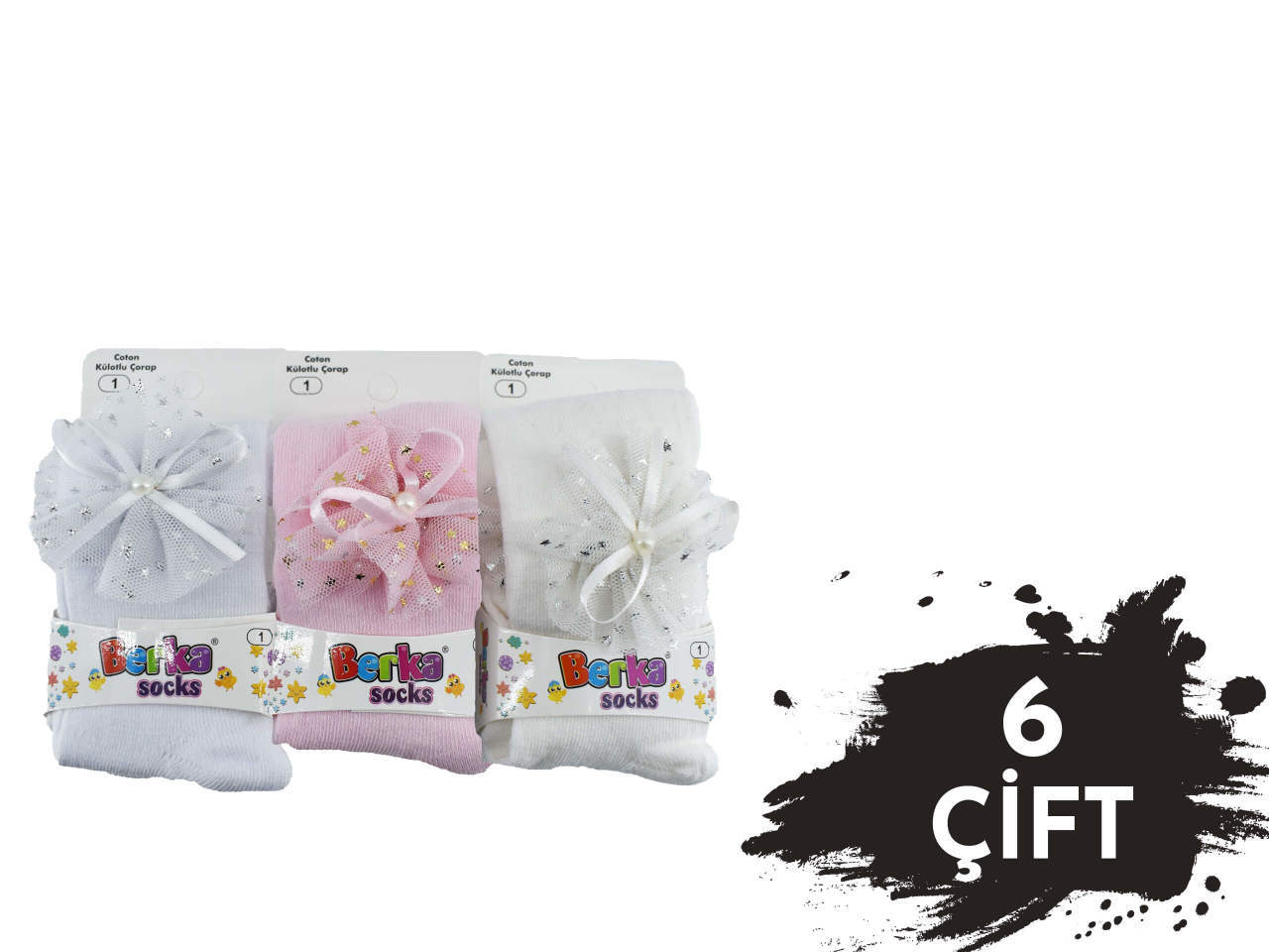 Berka 10-4 1-2 Yaş Aksesuarlı Çocuk Külotlu Çorap 6'lı