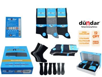 Dündar Dikişsiz Yıkamalı Kokulu Jakarlı Erkek Likralı Penye Çorap 12'li