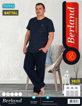 Berland 3820 Jakarlı Kısa Kol Battal Erkek  Pijama Takımı