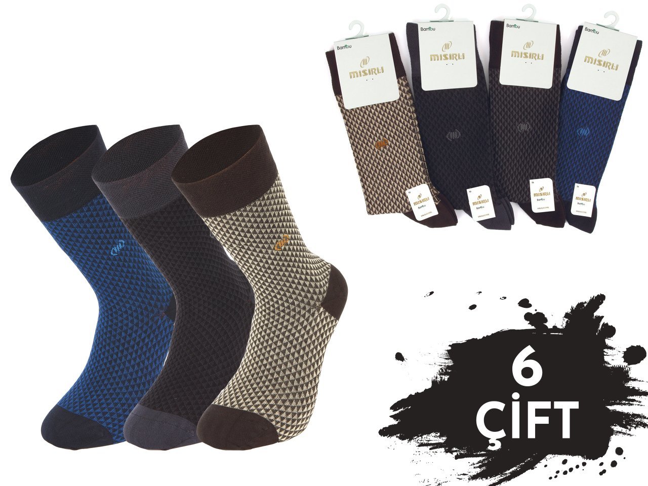 Mısırlı 1214 Bambu Dikişsiz Erkek Çorap 6'lı
