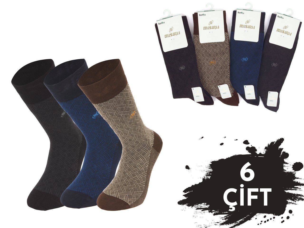 Mısırlı 1215 Bambu Dikişsiz Erkek Çorap 6'lı