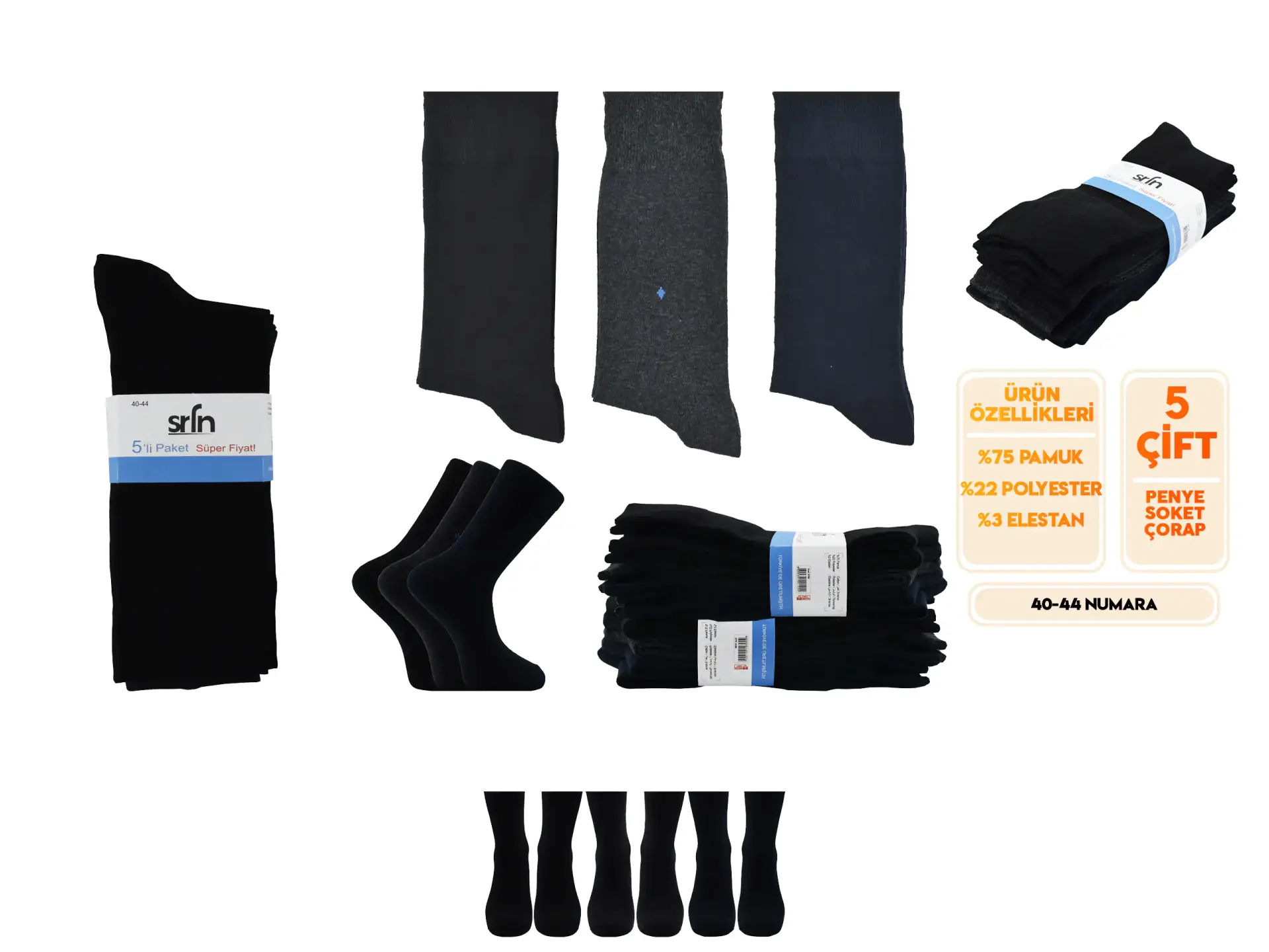 Şirin 0100 Ter Emici Süper Soft Erkek Penye Çorap 5'li
