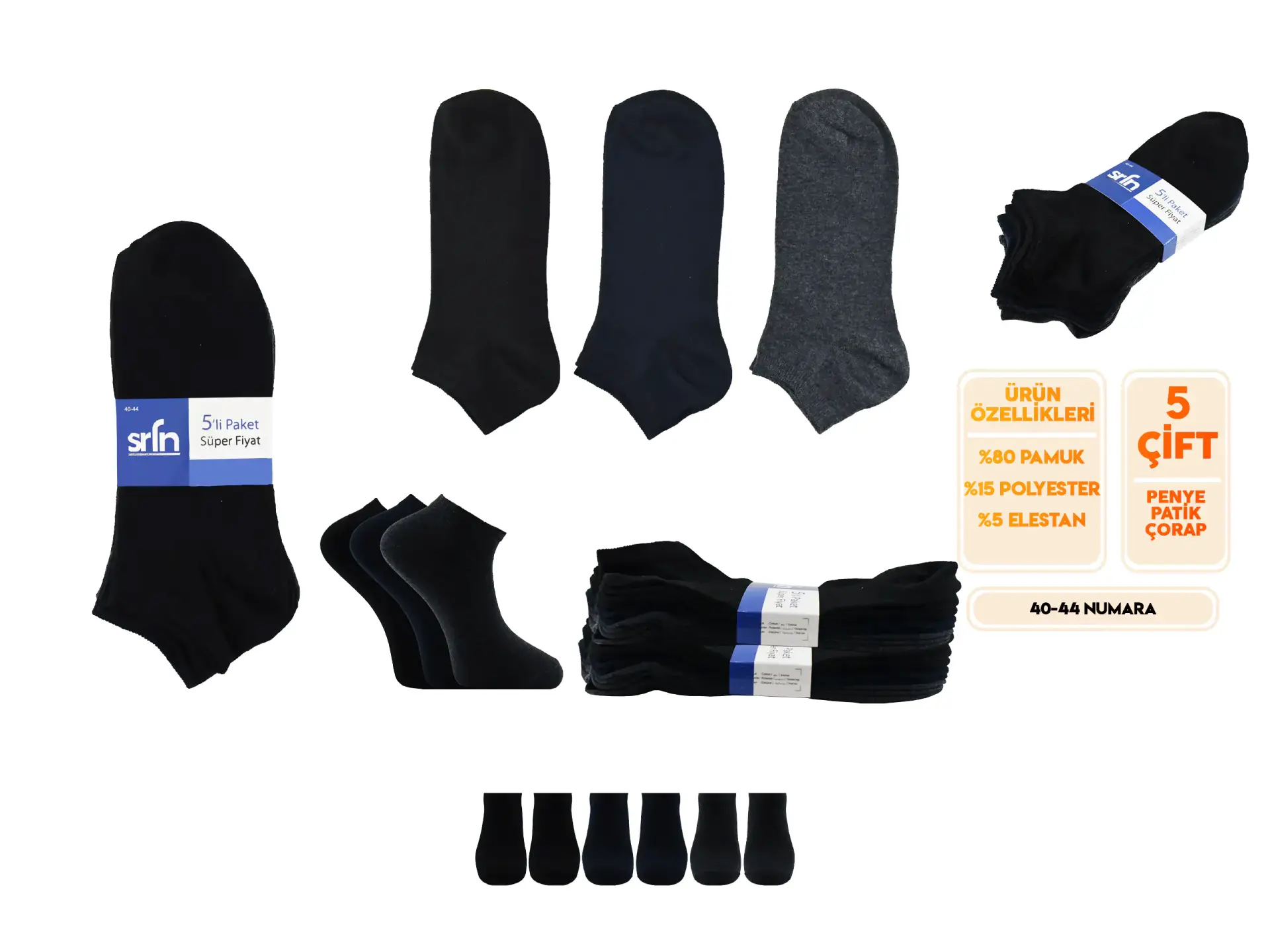 Şirin 0160 Ter Emici Süper Soft Erkek Penye Patik 5'li