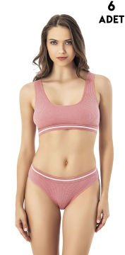Kota 4511 Bayan Kaşkorse Bikinili Pedli Büstiyer Takım 6'lı
