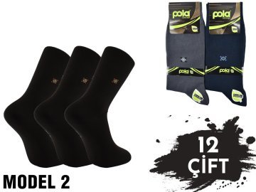 Pola Bambu Erkek Dikişsiz Çorap 12'li