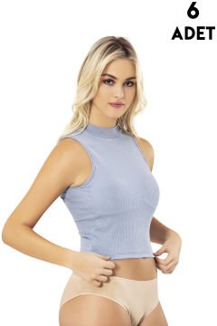 Kota 6805 Balıkçı Yaka Raporlu Ribana Pedli Bayan Crop 6'lı