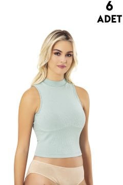 Kota 6805 Balıkçı Yaka Raporlu Ribana Pedli Bayan Crop 6'lı