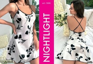 NIGHTLIGHT 3686 Erotik Saten Gecelik K.K