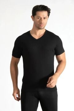 Tutku Elit 1303 Elestan Erkek V Yaka Atlet SİYAH - XL