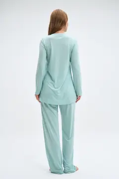 Pijadore 2015 (M-L-XL-XXL) Uzun Kollu Lohusa Bayan Pijama Takım 4'lü