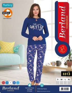 Berland 3313 Bayan Modal Uzun Kol Pijama Takımı