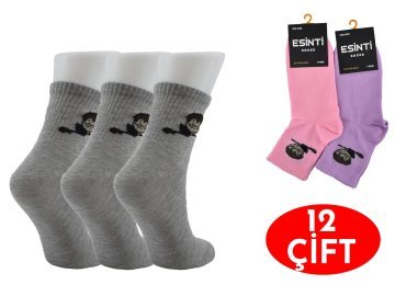 Esinti Karısık Model Bayan Uzun Konç Patik 12'li