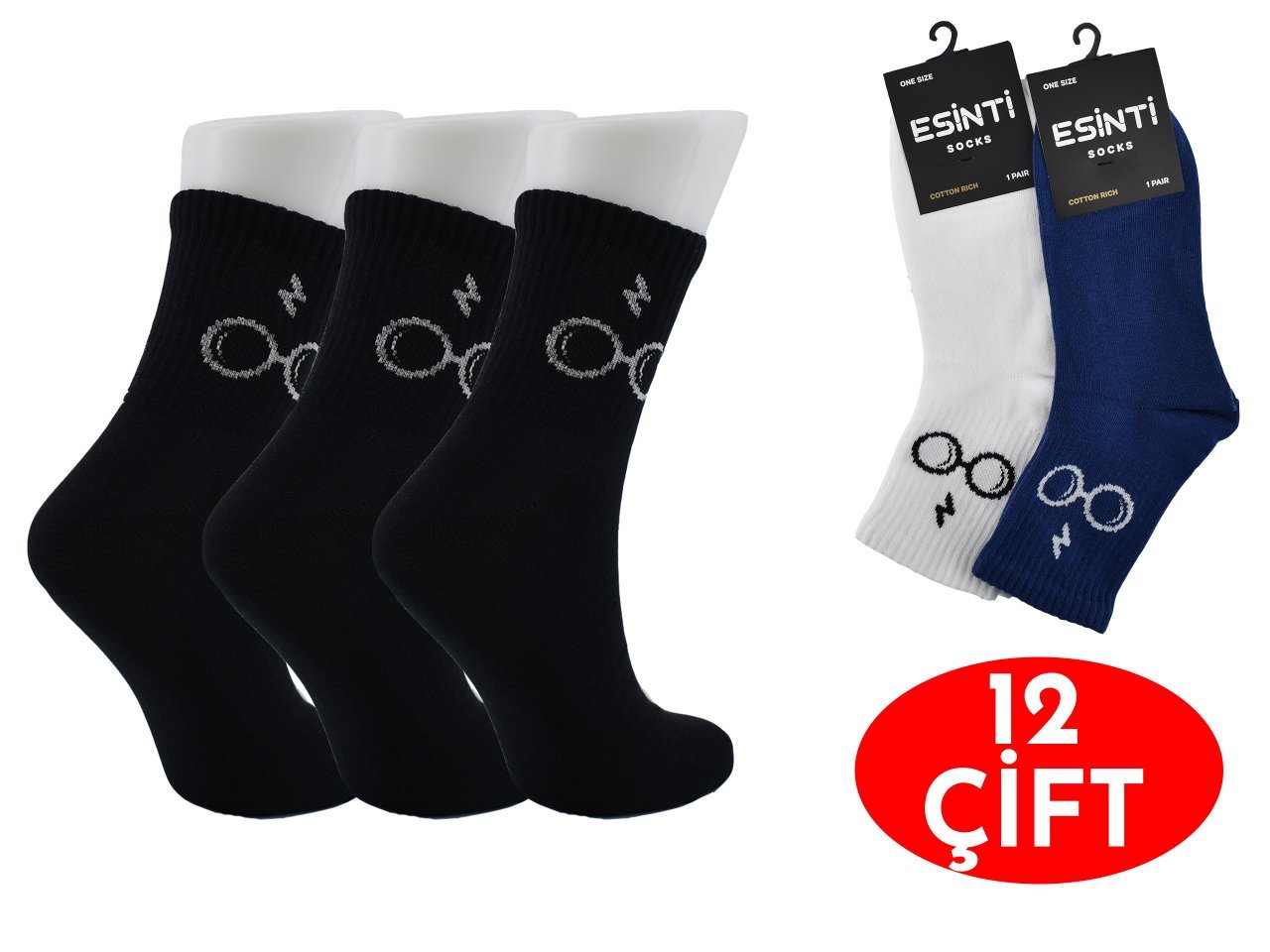 Esinti Karısık Model Bayan Uzun Konç Patik 12'li