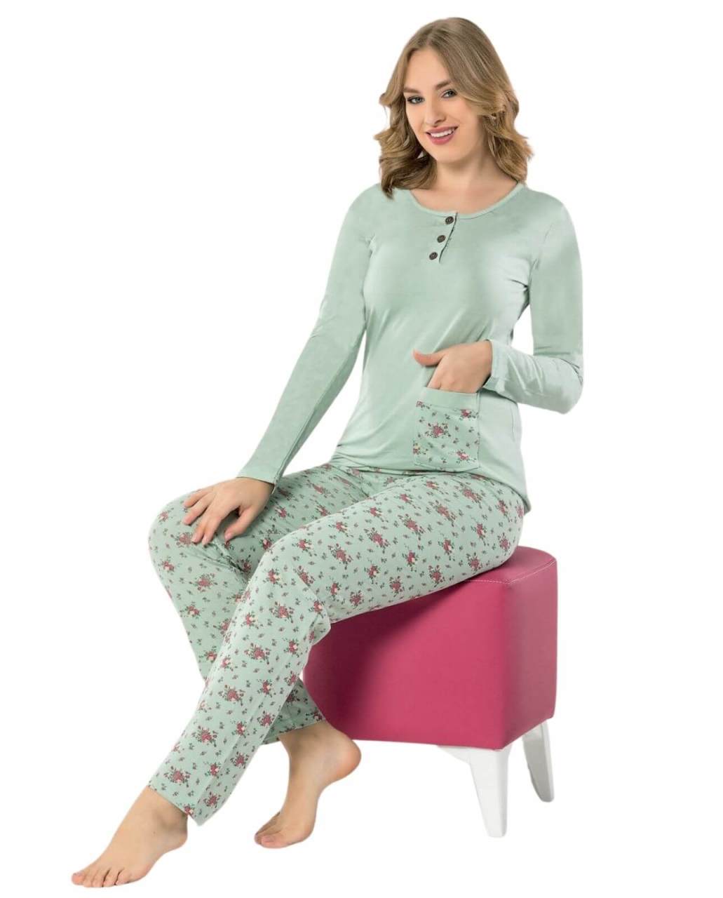 Seramony 34029 Uzun Kollu Bayan Pijama Takımı