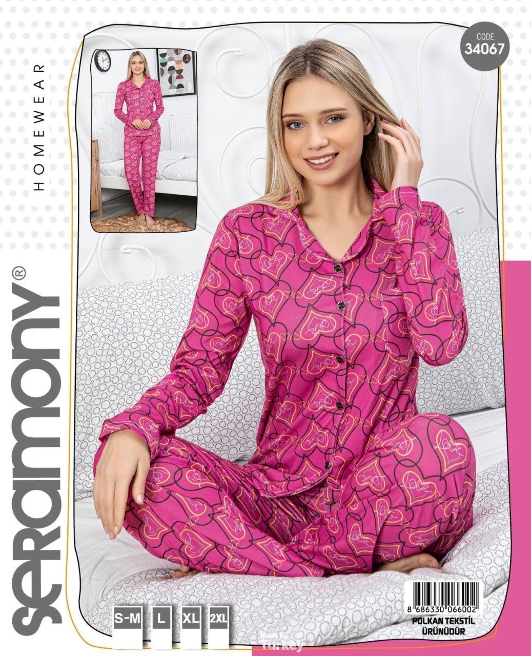 Seramony 34067 Uzun Kollu Bayan Pijama Takımı