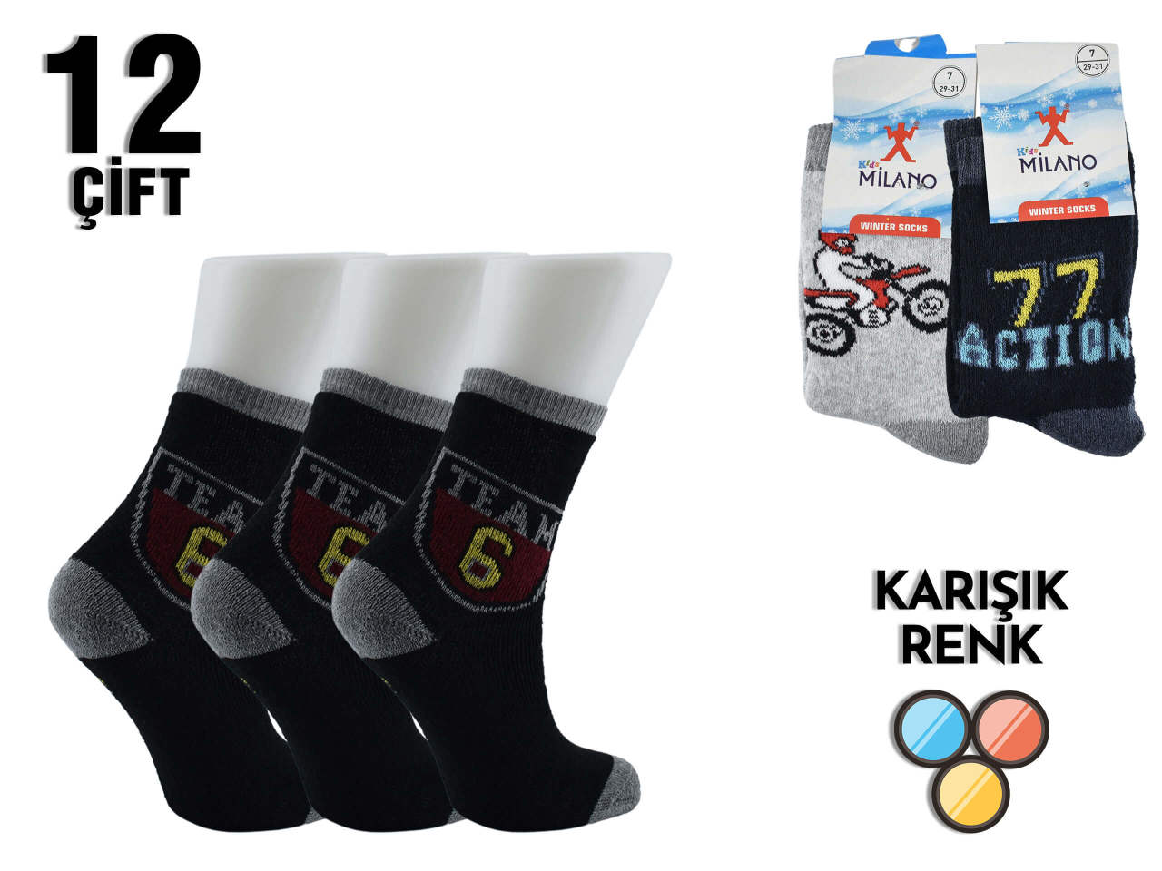 Milano Havlu Kışlık Erkek Çocuk Çorap 12'li