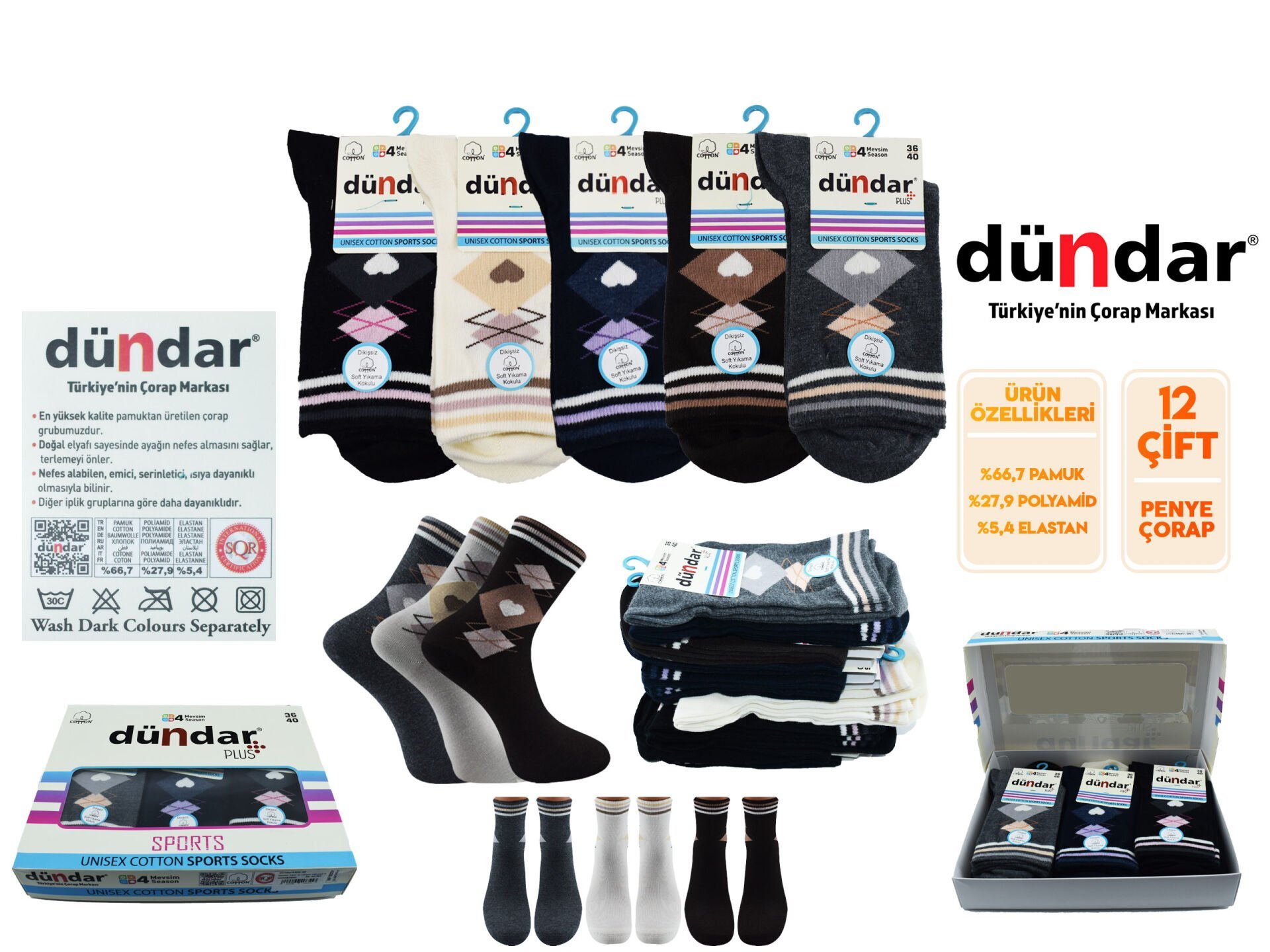 Dündar 4209-46 Dikişsiz Yıkamalı Kokulu Bayan Çorap 12'li